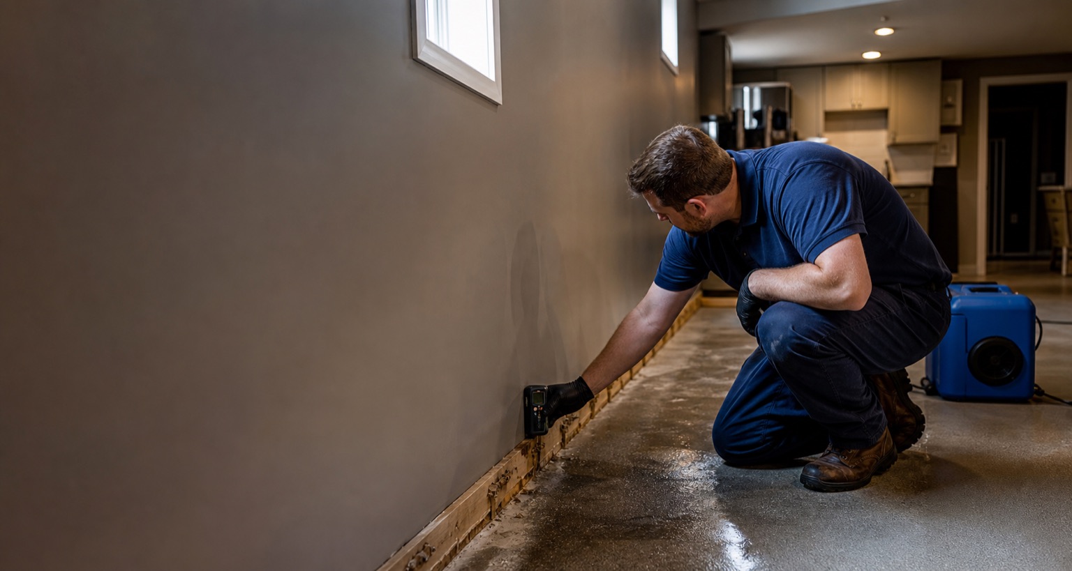Technician checking a Naperville home for water damage and hidden moisture